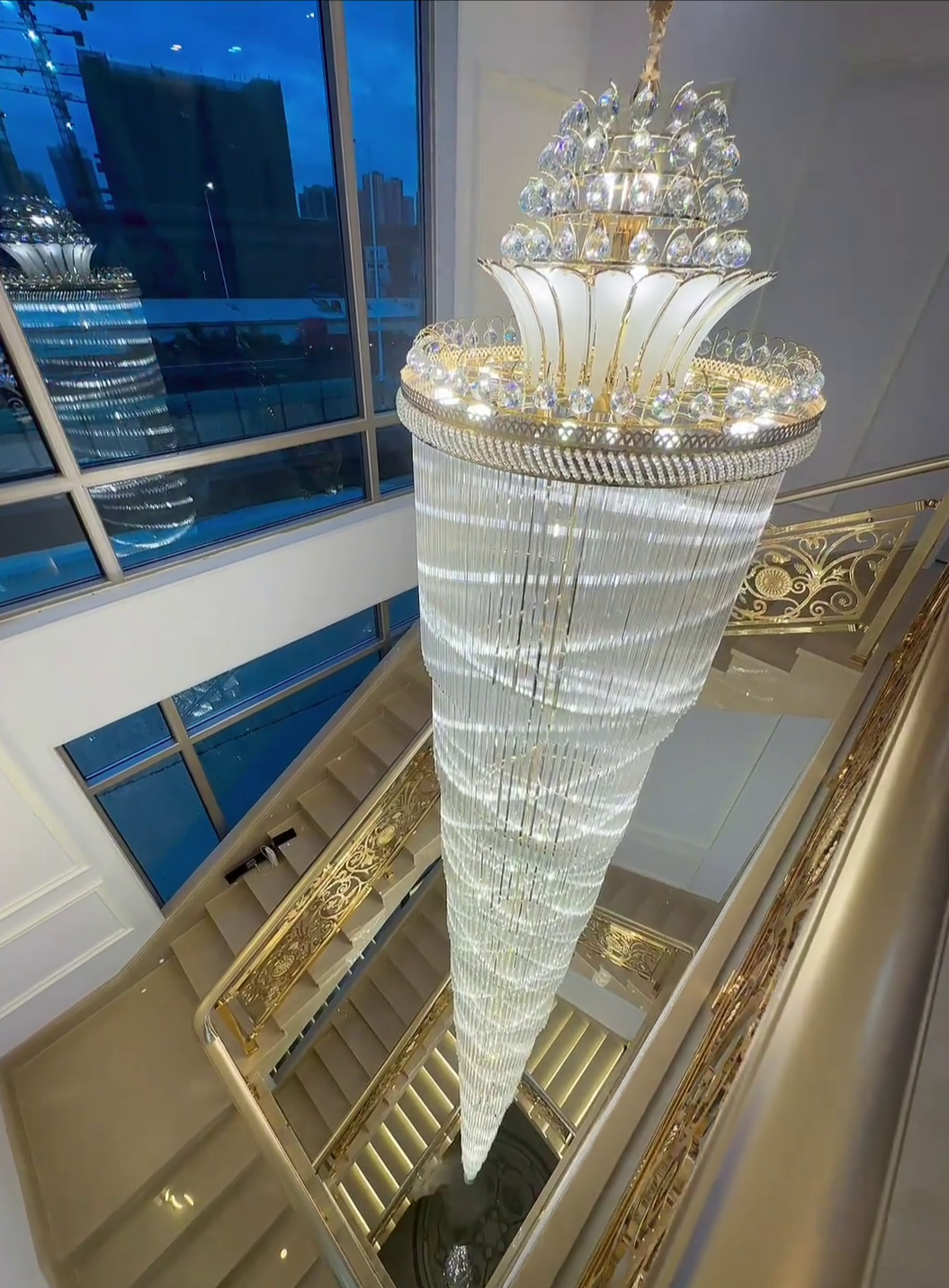 Luxury Extra Long Crystal Chandelier for Villa / staircase / foyer