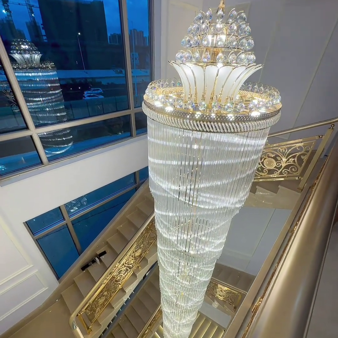 Luxury Extra Long Crystal Chandelier for Villa / staircase / foyer