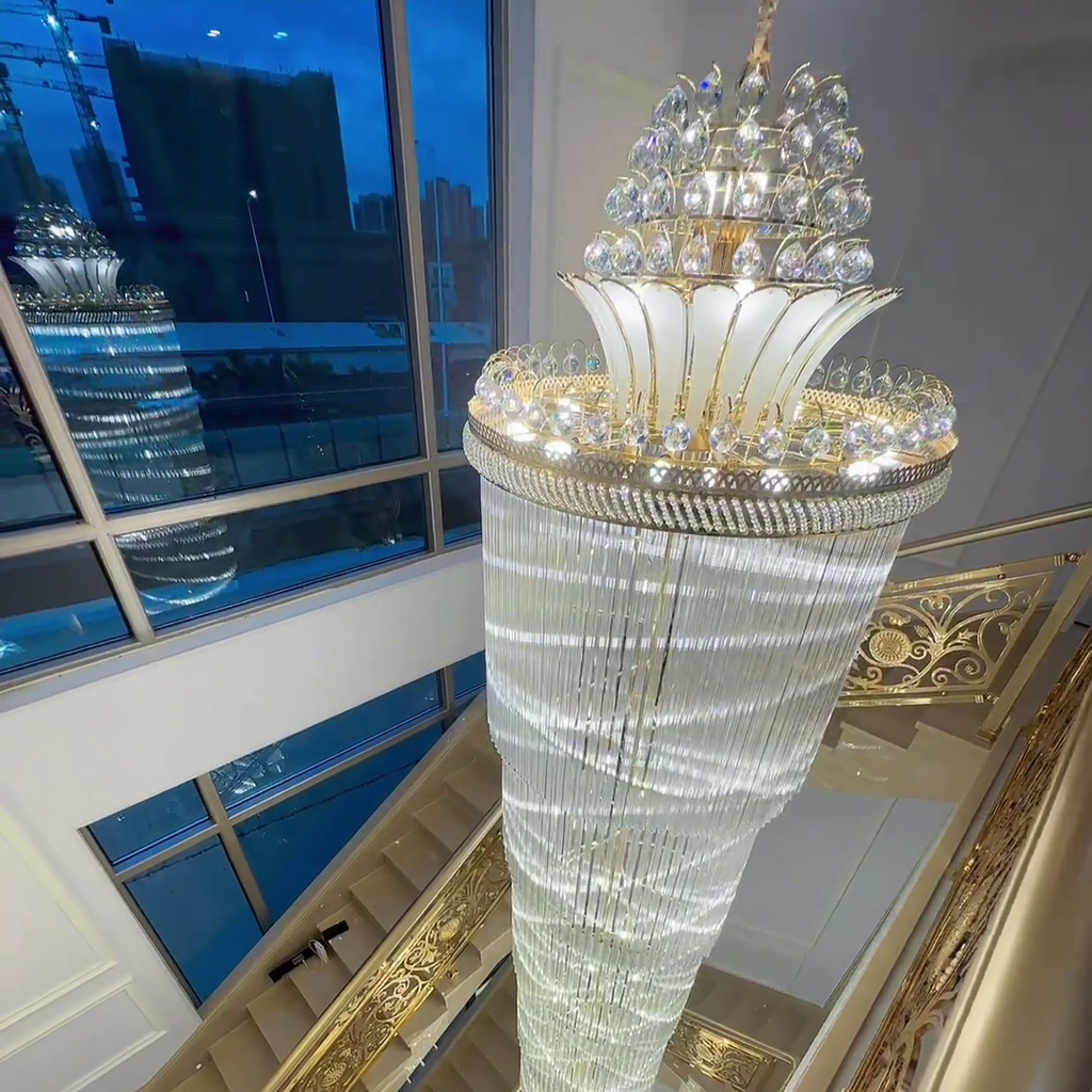 Luxury Extra Long Crystal Chandelier for Villa / staircase / foyer