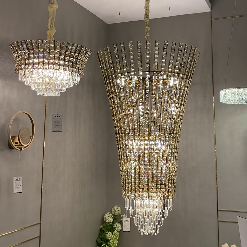 New Luxury Creative Multi-Tiered Crystal Chandelier in Champagne Gold Finish for Living / dining Room /