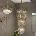 New Luxury Creative Multi-Tiered Crystal Chandelier in Champagne Gold Finish for Living / dining Room /