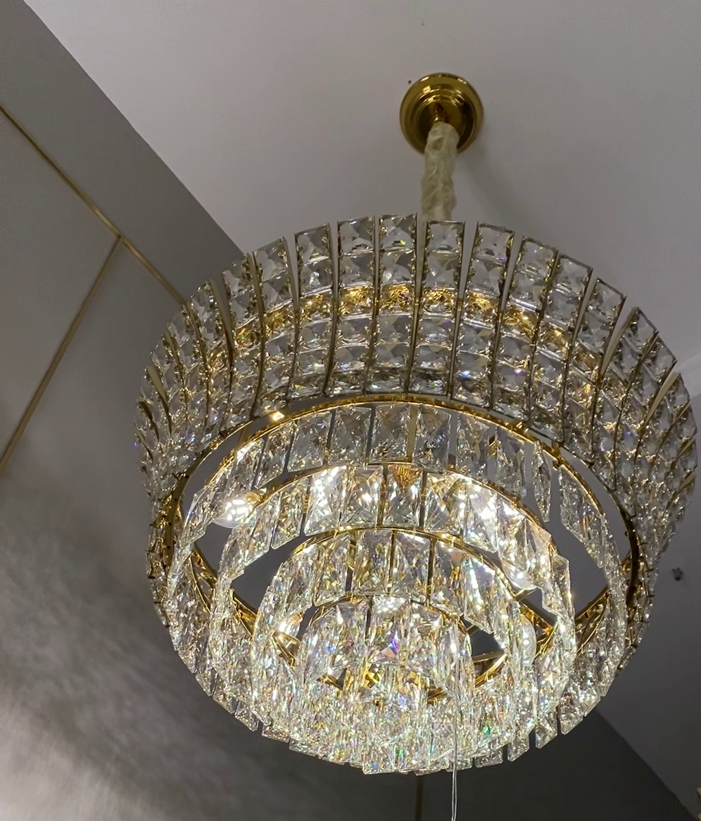 New Luxury Creative Multi-Tiered Crystal Chandelier in Champagne Gold Finish for Living / dining Room /