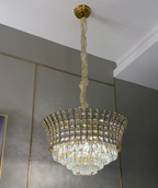 New Luxury Creative Multi-Tiered Crystal Chandelier in Champagne Gold Finish for Living / dining Room /
