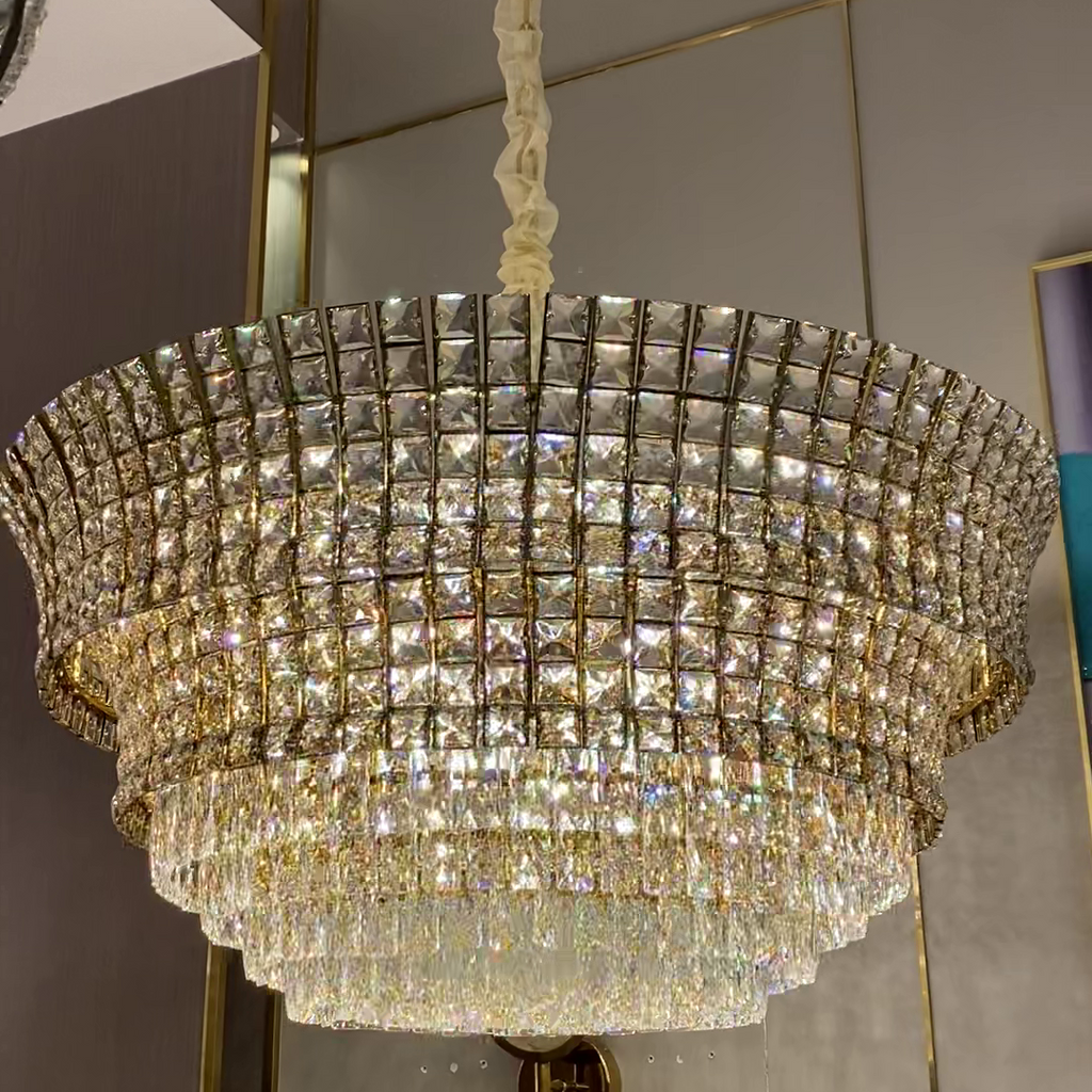 New Luxury Creative Multi-Tiered Crystal Chandelier in Champagne Gold Finish for Living / dining Room /