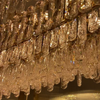 Light Luxury Round / rectangular Clear Crystal Chandelier in Champagne Gold / chrome Finish for Living /