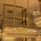 Light Luxury Round / rectangular Clear Crystal Chandelier in Champagne Gold / chrome Finish for Living /