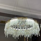 Modern Light Luxury 1 / 2-Tier Round / rectangular Crystal Chandelier in Champagne Gold Finish for Living Room