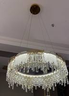 Modern Light Luxury 1 / 2-Tier Round / rectangular Crystal Chandelier in Champagne Gold Finish for Living Room