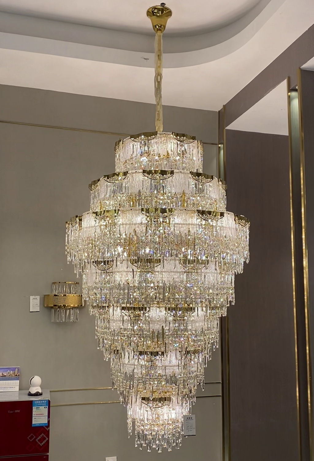 Luxury Extra Large Multi-Tier Meilting Ice Crystal Chandelier for Staircase / foyer / entryway / hotel