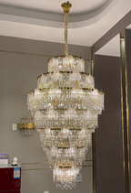 Luxury Extra Large Multi-Tier Meilting Ice Crystal Chandelier for Staircase / foyer / entryway / hotel