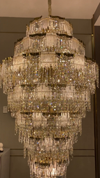 Luxury Extra Large Multi-Tier Meilting Ice Crystal Chandelier for Staircase / foyer / entryway / hotel