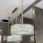 Modern Luxury Round / rectangle Ice Crystal Chandelier in Chrome Finish for Living / dining Room / bedroom