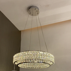Light Luxury Two-Layered Round / oval Crystal Chandelier for Living / dining Room / kitchen Island