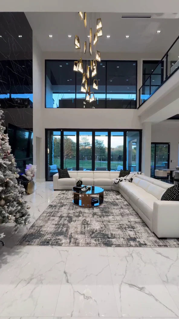 Modern Luxury Alabaster Chandelier with Golden Brass Frame, Organic Floating Design