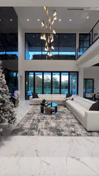 Modern Luxury Alabaster Chandelier with Golden Brass Frame, Organic Floating Design