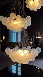 Modern Glass and Metal Cloud Balloon Chandelier with Minimalist Finish for Living Room Bedroom