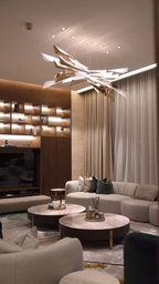 Luxury Icicle Glass and Metal Floating Chandelier with Elegant Finish for Living Room and Villa