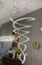Designer Foyer Living Room Ceiling Light Stylish Spiral Crystal Chandelier for Hotel Entrance