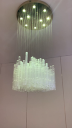 Modern Tube Chandelier with White & Transparent Glass Finish – Quality Metal & Glass Design