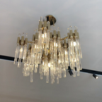 Luxury Metal and Glass Tiered Cylinder Chandelier for Living Room Bedroom Dining Room Bathroom