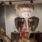 Luxury Crystal Chandelier with Gold Finish, Round or Rectangular Shape, Stainless Steel Quality for Living