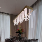 Modern Wavy Metal and Silicone Chandelier for Dining Room and Kitchen Island