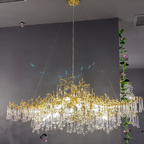 Luxury Gold Finish Linear Raindrop Chandelier with K9 Crystal for Dining Room and Kitchen Island
