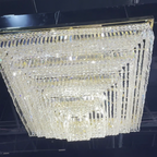Modern Square Crystal and Metal Chandelier for Living Room and Bedroom