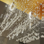 Crystal and Metal Floating Raindrop Chandelier for Staircase Foyer Living Room Entryway