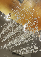 Crystal and Metal Floating Raindrop Chandelier for Staircase Foyer Living Room Entryway