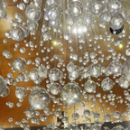 Crystal and Metal Floating Raindrop Chandelier for Staircase Foyer Living Room Entryway