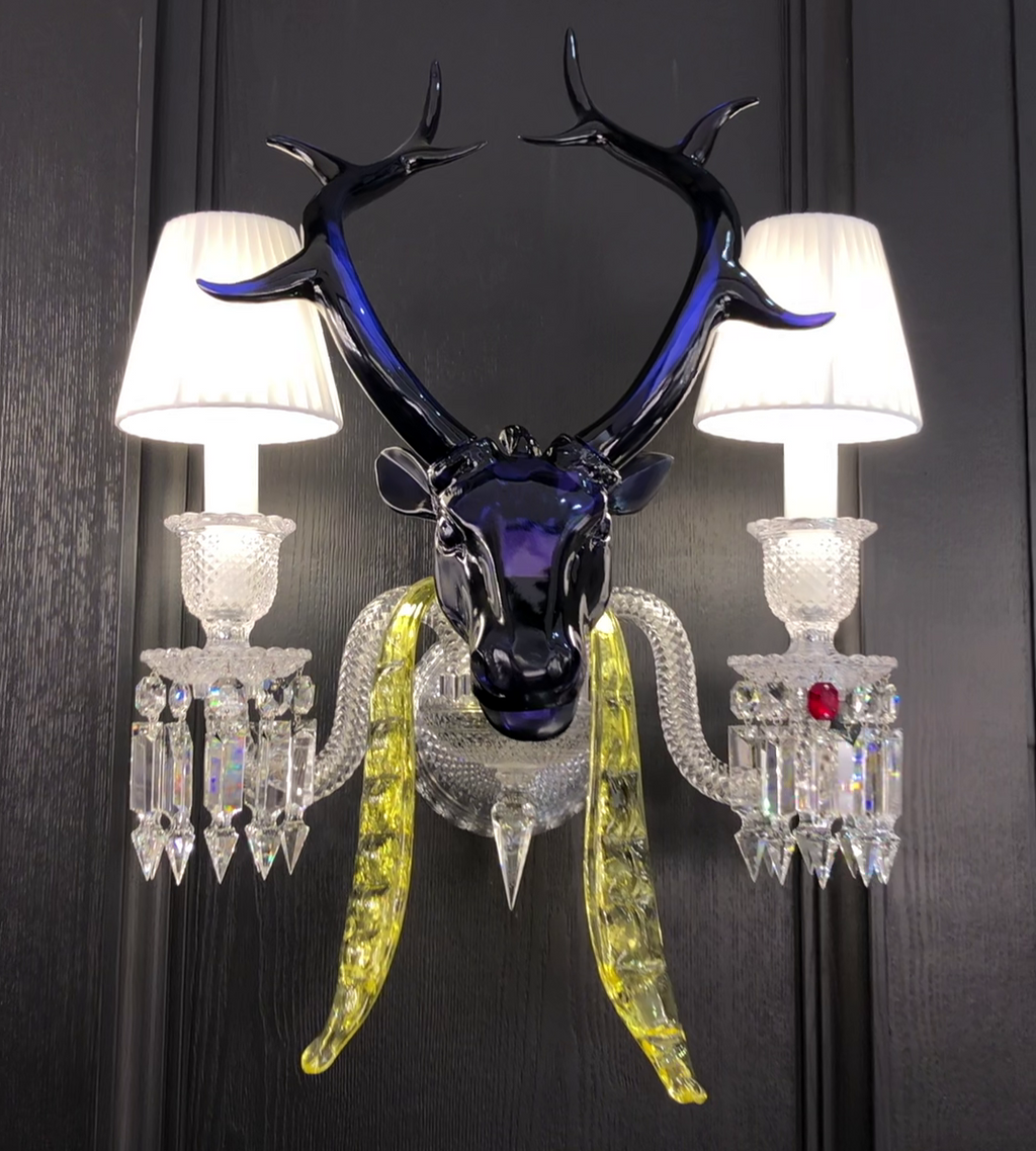 Maria Classic Colorful Candle Branch Blue Deer Crystal Chandelier for Living Room / dining Room