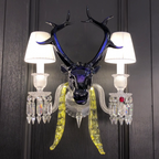 Maria Classic Colorful Candle Branch Blue Deer Crystal Chandelier for Living Room / dining Room