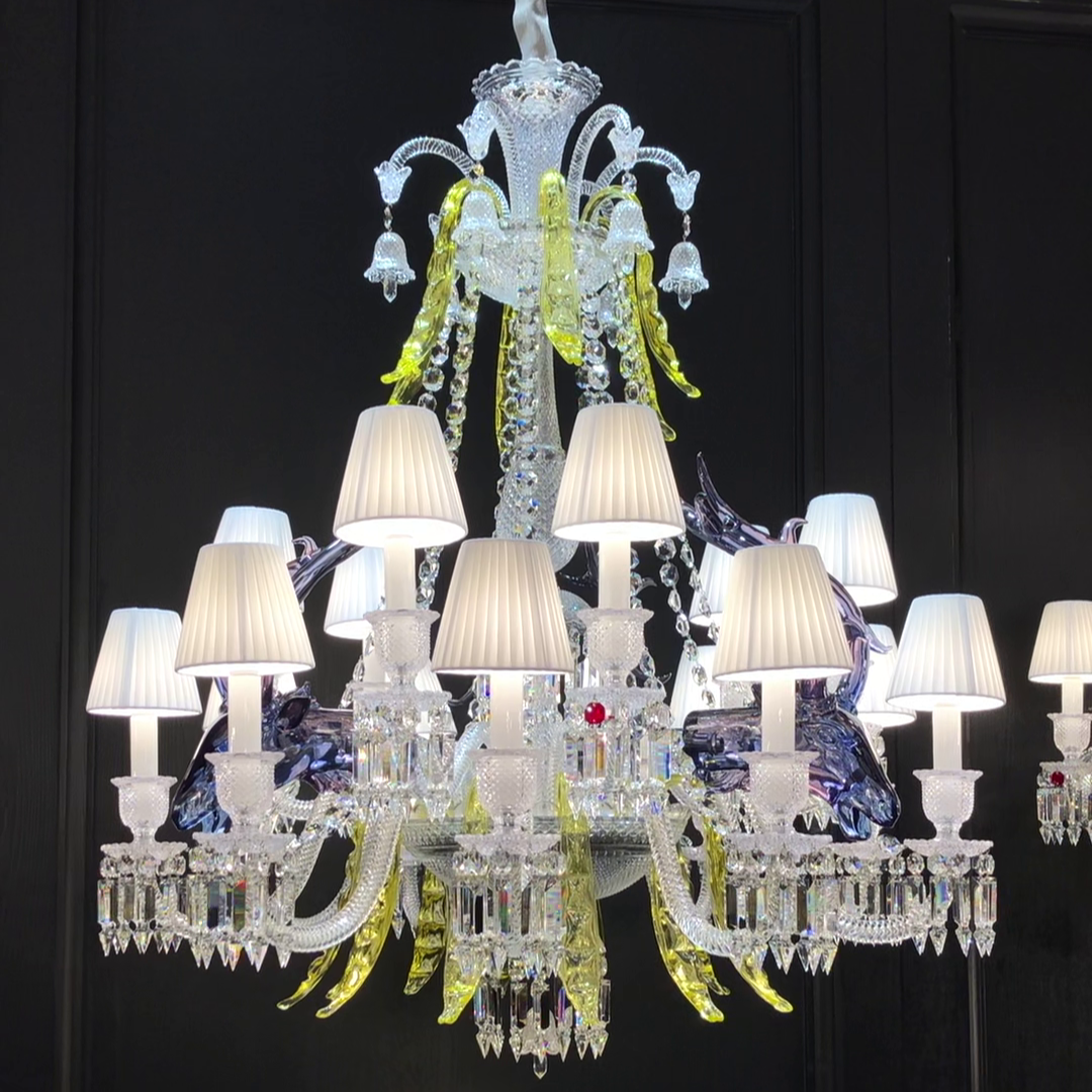 Maria Classic Colorful Candle Branch Blue Deer Crystal Chandelier for Living Room / dining Room