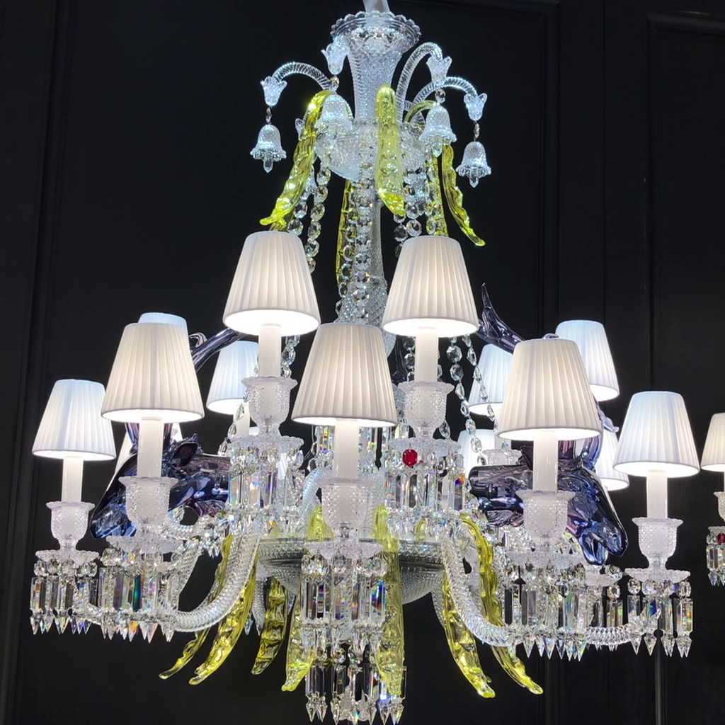 Maria Classic Colorful Candle Branch Blue Deer Crystal Chandelier for Living Room / dining Room