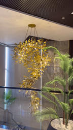 Modern Gold Leaves Tree Chandelier for High-Ceiling
