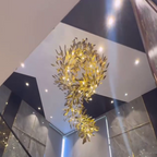 Modern Gold Leaves Tree Chandelier for High-Ceiling