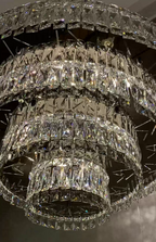 Delicate Light Luxury Multi-Layers Silver Round Crystal Chandelier for Living / dining Room / bedroom /