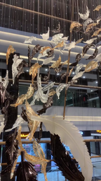 Luxury Spiral Floating Glass Feather Chandelier for High-Ceiling / hotel / restaurant