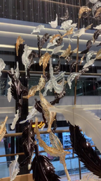 Luxury Spiral Floating Glass Feather Chandelier for High-Ceiling / hotel / restaurant