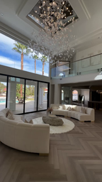 Modern Floating Maple Glass Chandelier with Square Canopy for High-Ceiling