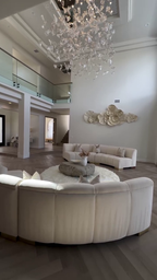 Modern Floating Maple Glass Chandelier with Square Canopy for High-Ceiling