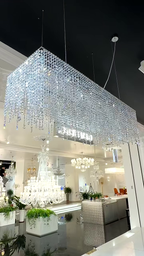 Rectangle Tassel Crystal Chandelier for Dining Room Kitchen Island