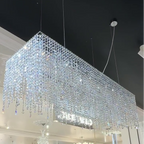 Rectangle Tassel Crystal Chandelier for Dining Room Kitchen Island
