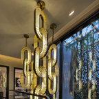 Luxury Crystal and Metal Chain Pendant Chandelier for High Ceilings with Modern Finish