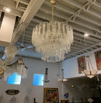 Hand-Blown Glass Tiered Round Chandelier with Metal Finish, 3-4-5-7 Tiers Modern Art Design