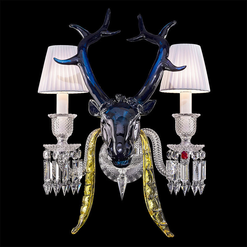 Maria Classic Colorful Candle Branch Blue Deer Crystal Chandelier for Living Room / dining Room