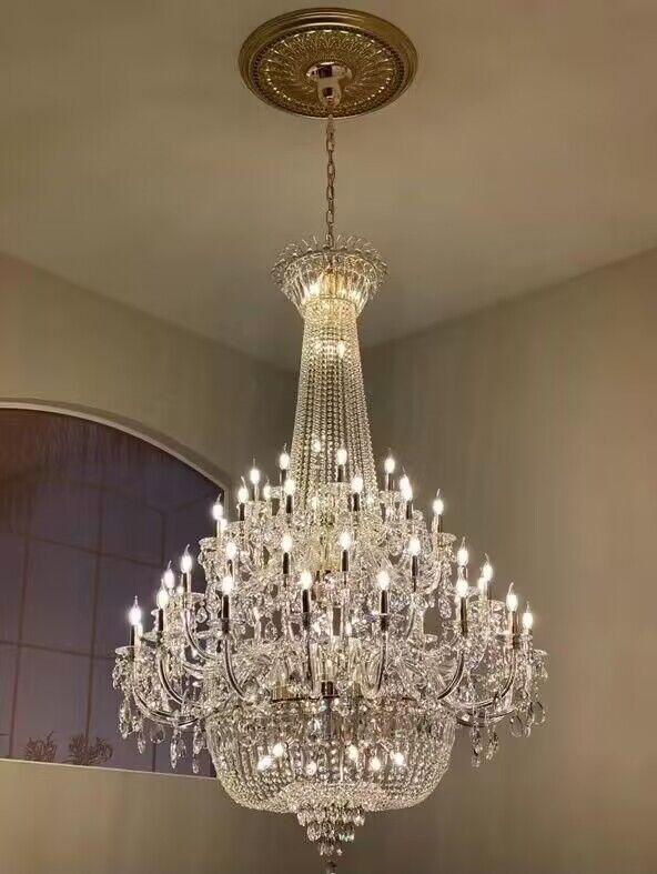 Extra Large European-Style Multi-Layers Candle Luxury Crystal Chandelier Gold Art Foyer / staircase Decorative