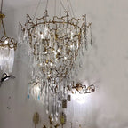 Chic Modern French Branch Copper Crystal Chandelier for Living Room Foyer and Dining Room Lighting