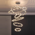Oversized Multi-Tiered Rings Crystal Chandelier Modern Clear and Grey Crystal Ceiling Light
